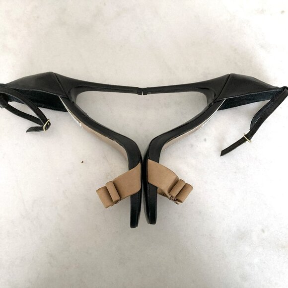 Steve Madden Magnlia black & tan nude leather high heels / shoes ankle straps - Picture 8 of 9